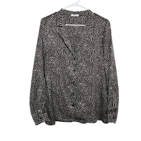 Pleione Blouse Women's XL Button Up Collared Printed Long Sleeve Shirt Top - Picture 1 of 9